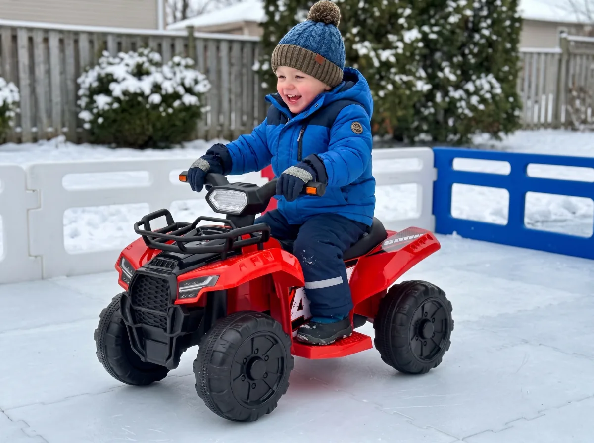 Costway TQ10019 6 V Mini ATV + dirbtinio ledo aikštelė (9 × UHMW-PE plokštės 1 × 1 m + aptvaras)